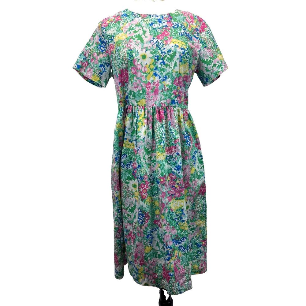 The Vermont Country Store Midi Dress Small Classic Floral Cottagecore Modest New